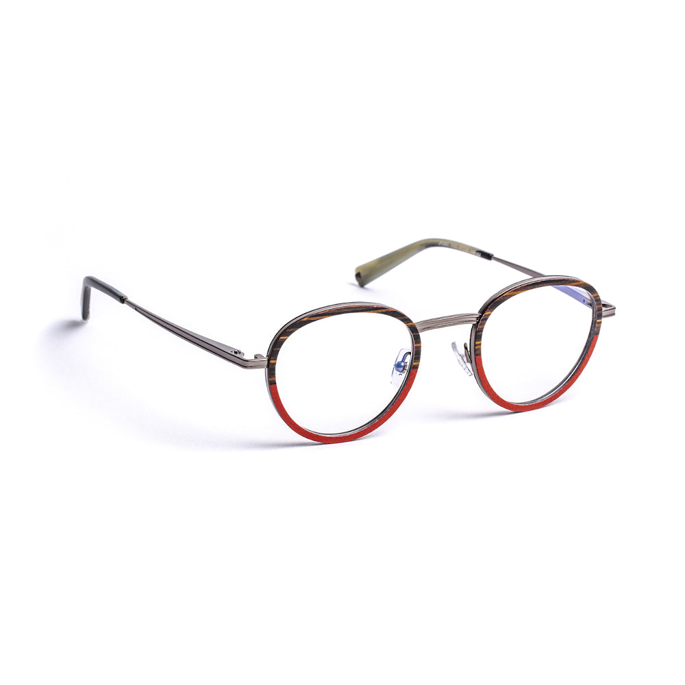 J.F.Rey CarbonWood系列 JF2860 光學眼鏡 原木/紅玻璃纖維/槍金屬
